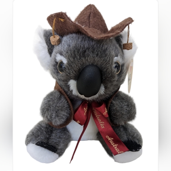 I love Aus Koala bear with jacket and cap tag attached Australia ribbon plush - Picture 1 of 8